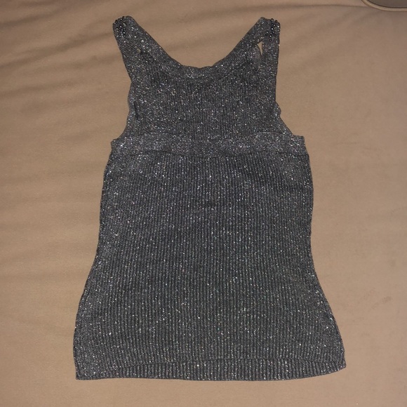 Vintage cache silver metallic beaded rhinestone top - Picture 5 of 6